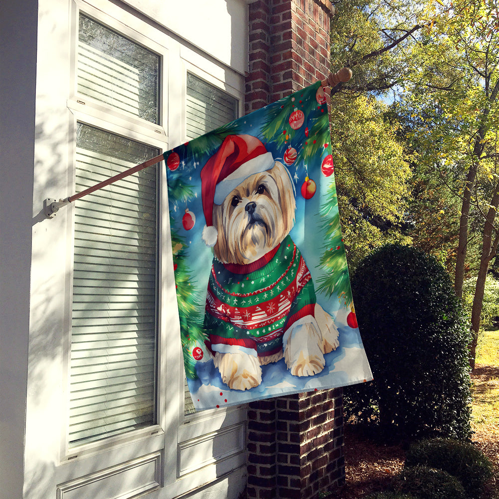 Lhasa Apso Christmas House Flag