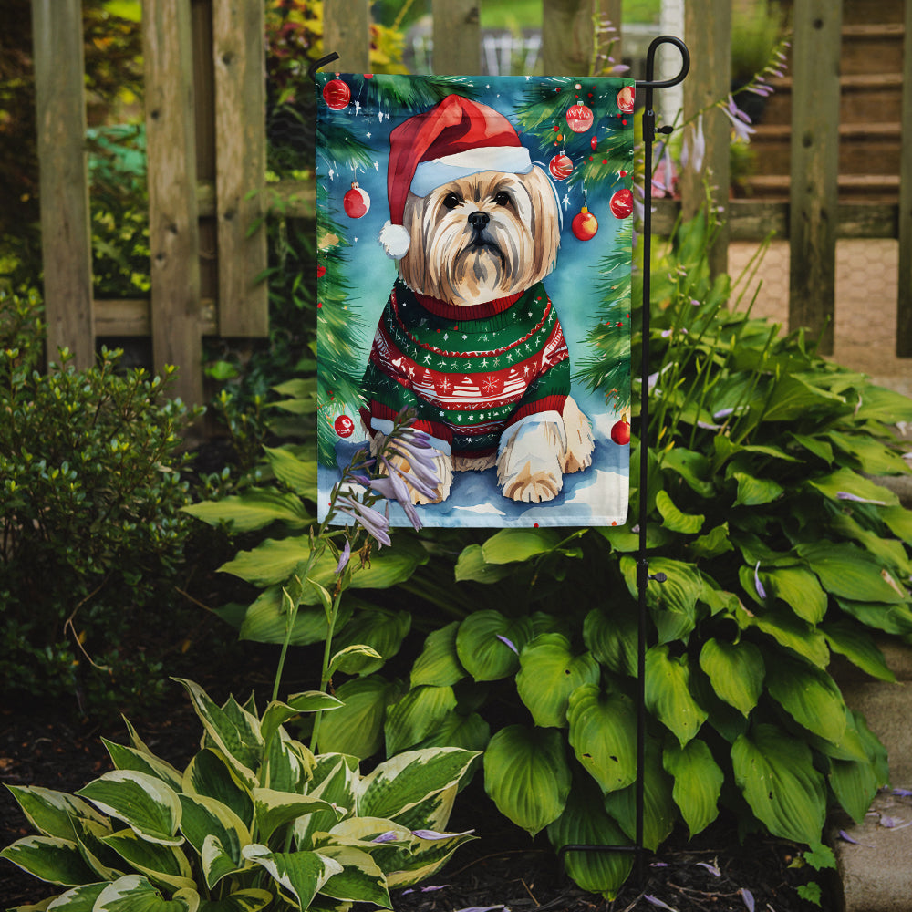 Lhasa Apso Christmas Garden Flag