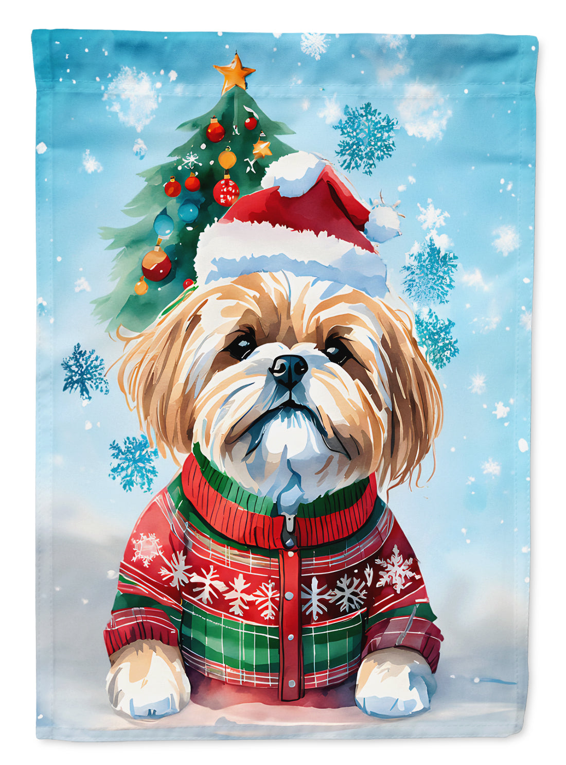 Buy this Lhasa Apso Christmas House Flag