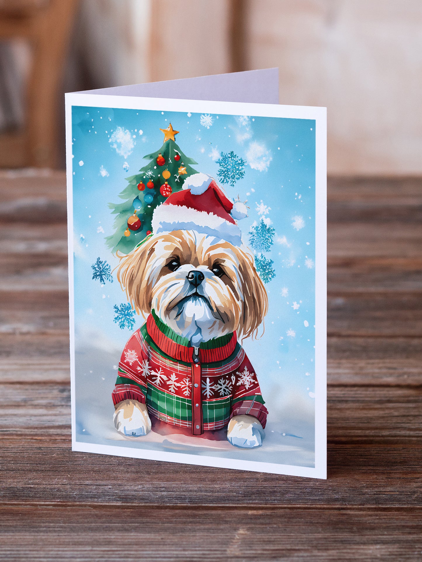 Lhasa Apso Christmas Greeting Cards Pack of 8