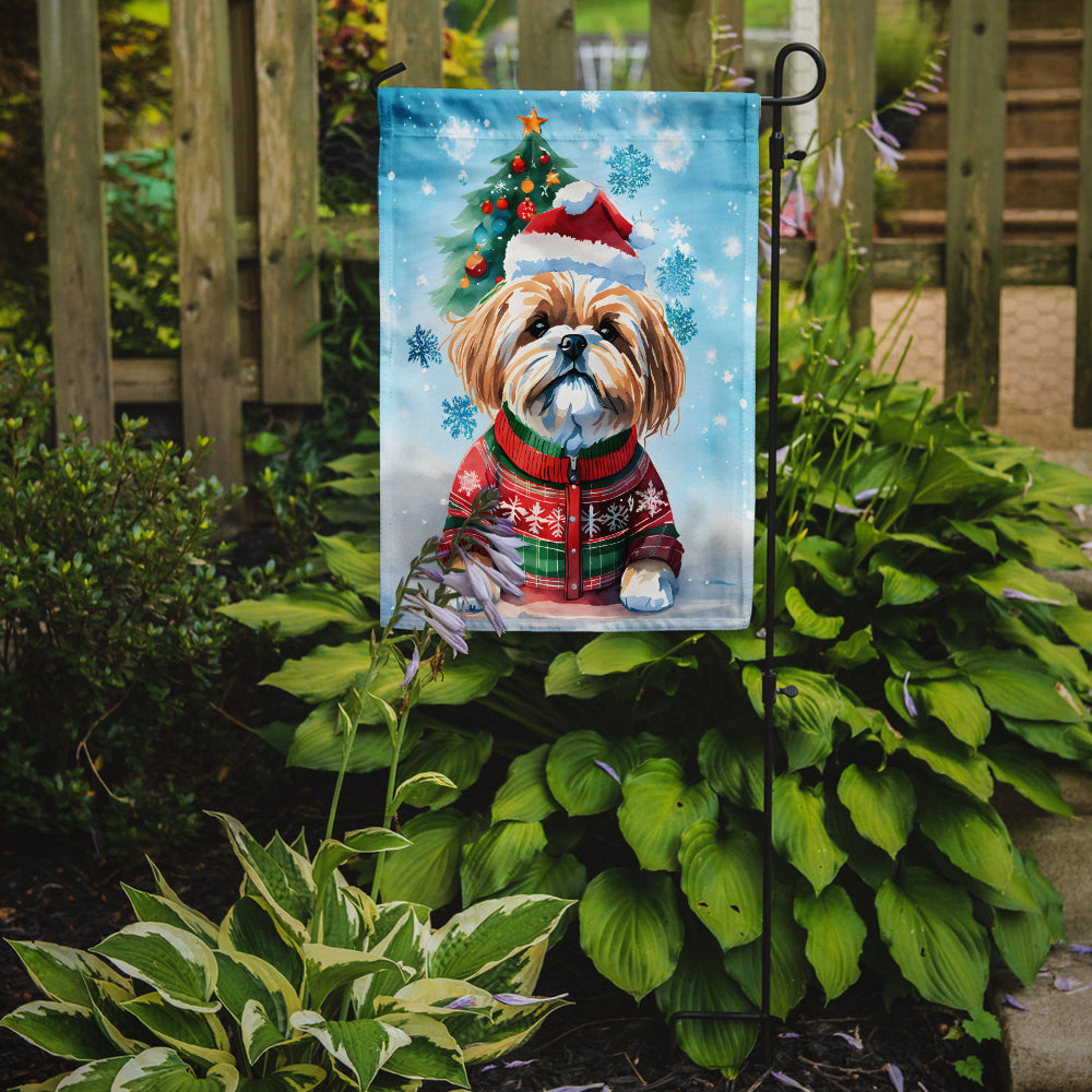 Lhasa Apso Christmas Garden Flag