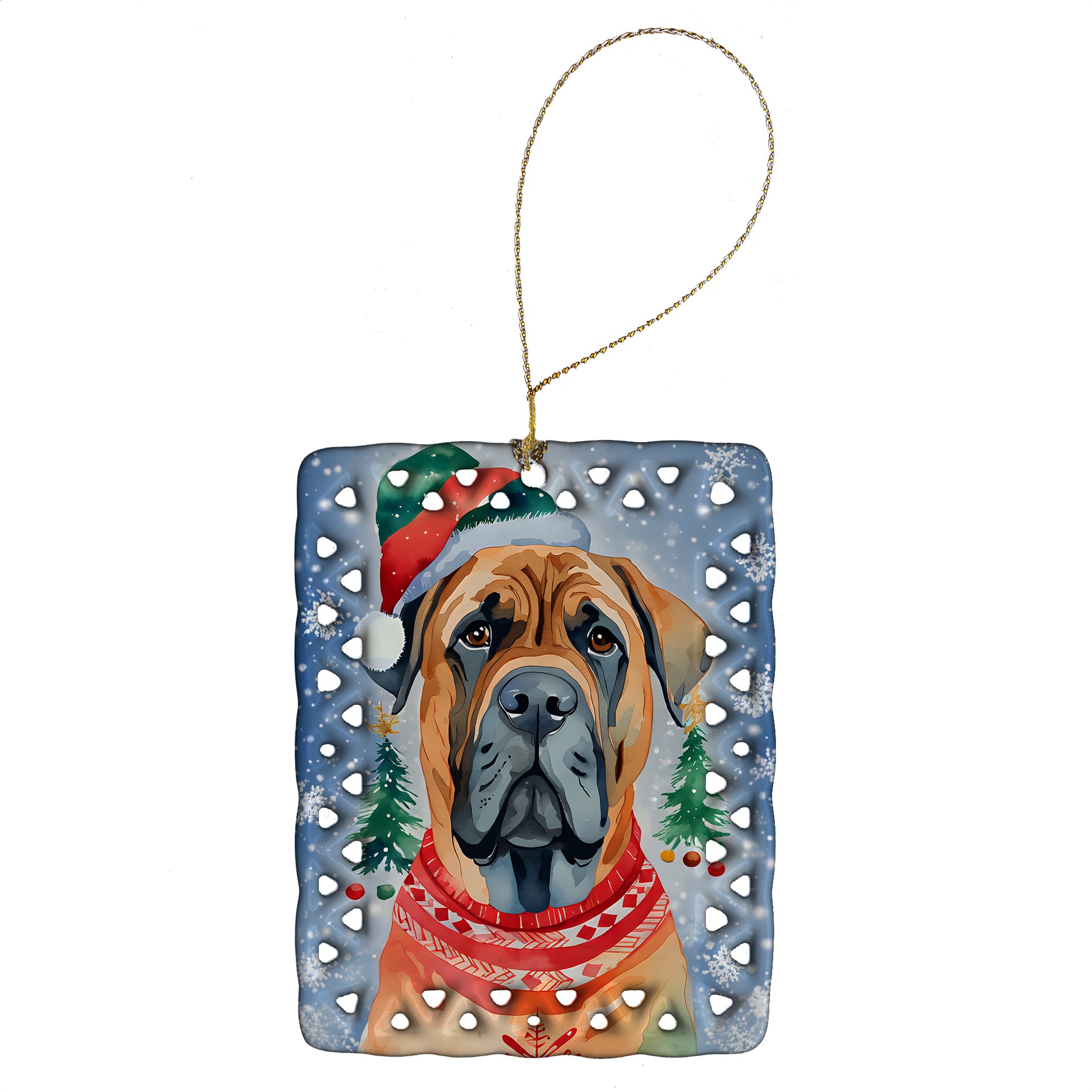 Buy this Mastiff Christmas Porcelain Ornament