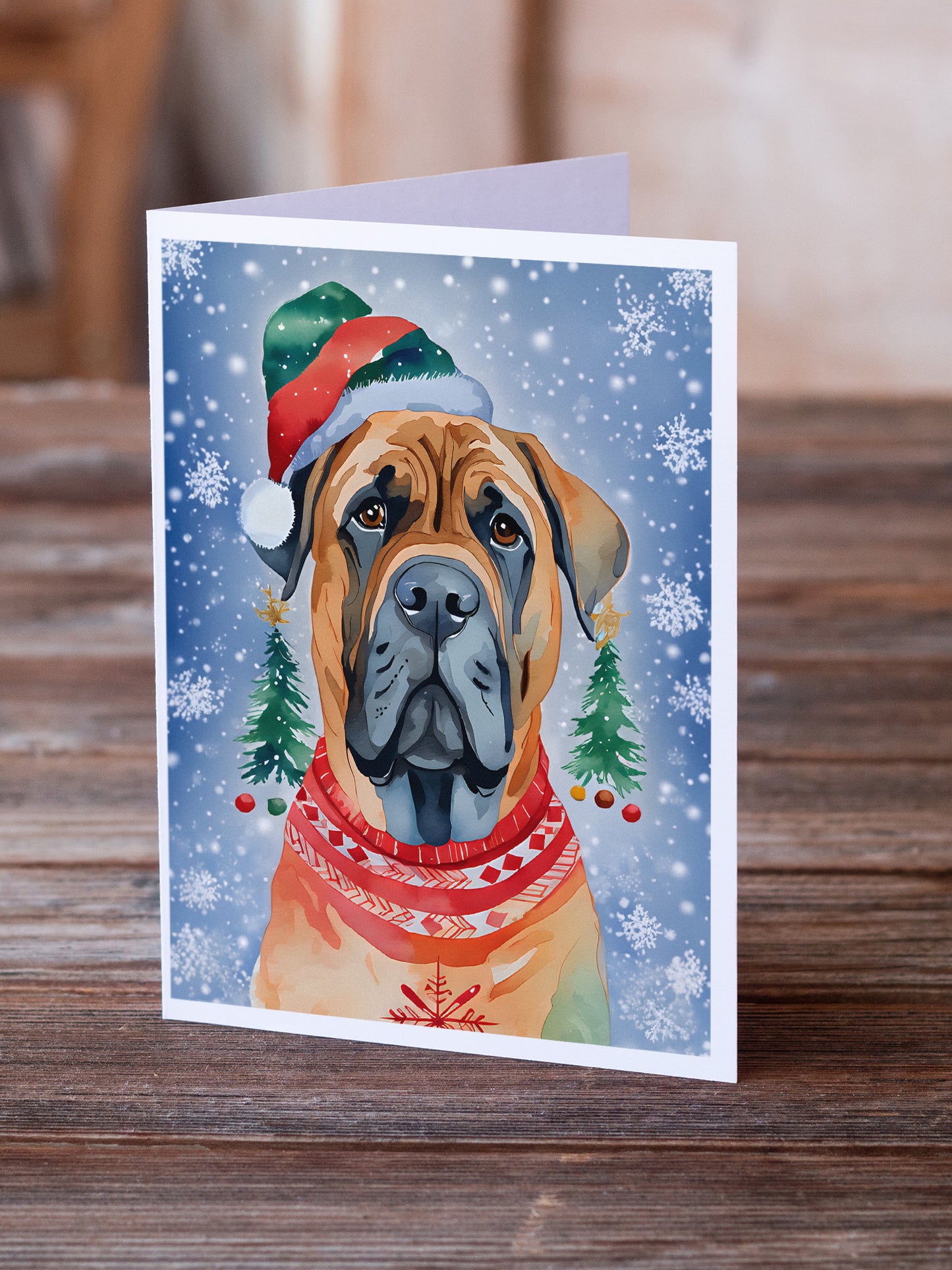 Mastiff Christmas Greeting Cards Pack of 8