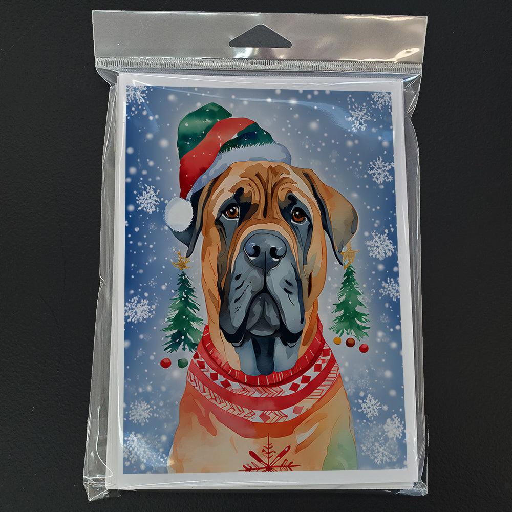 Mastiff Christmas Greeting Cards Pack of 8