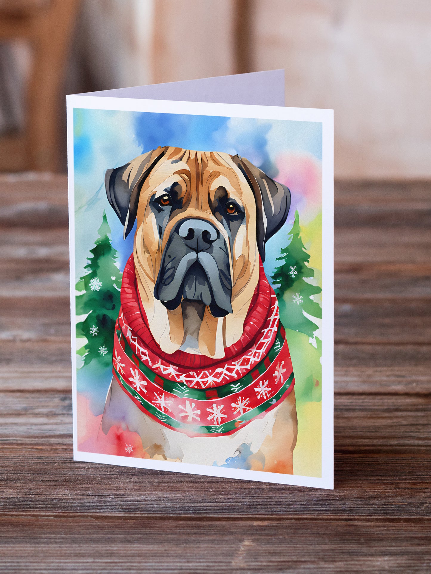 Mastiff Christmas Greeting Cards Pack of 8