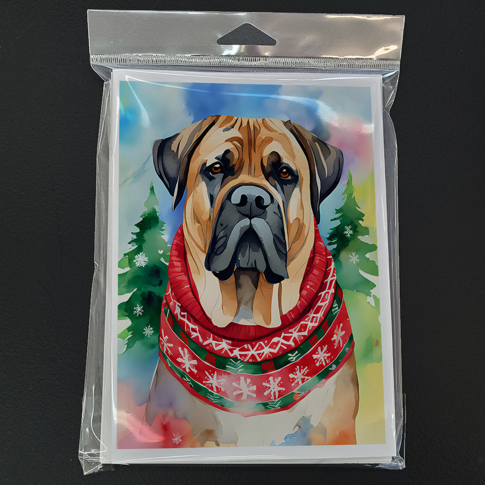 Mastiff Christmas Greeting Cards Pack of 8