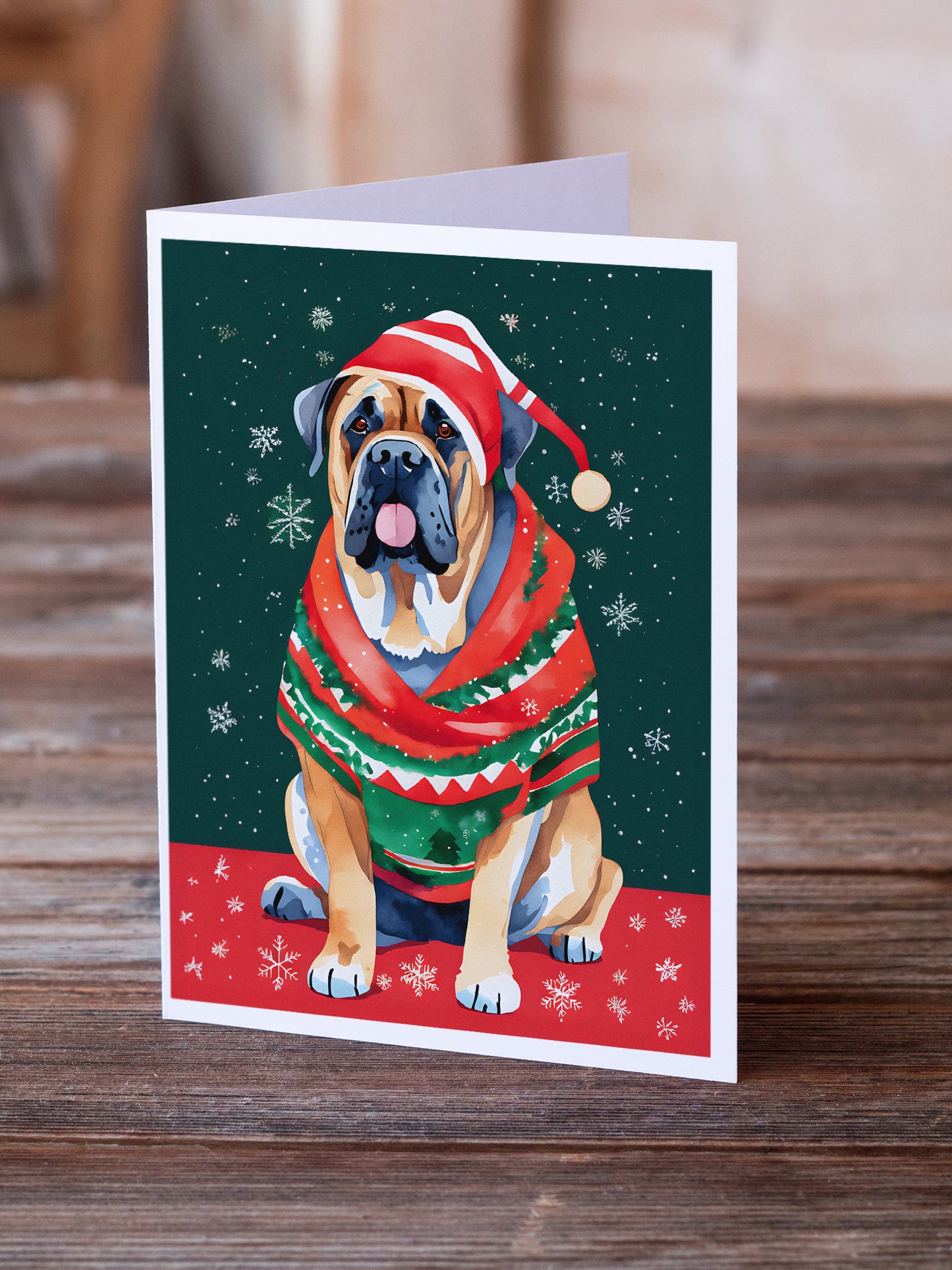 Mastiff Christmas Greeting Cards Pack of 8