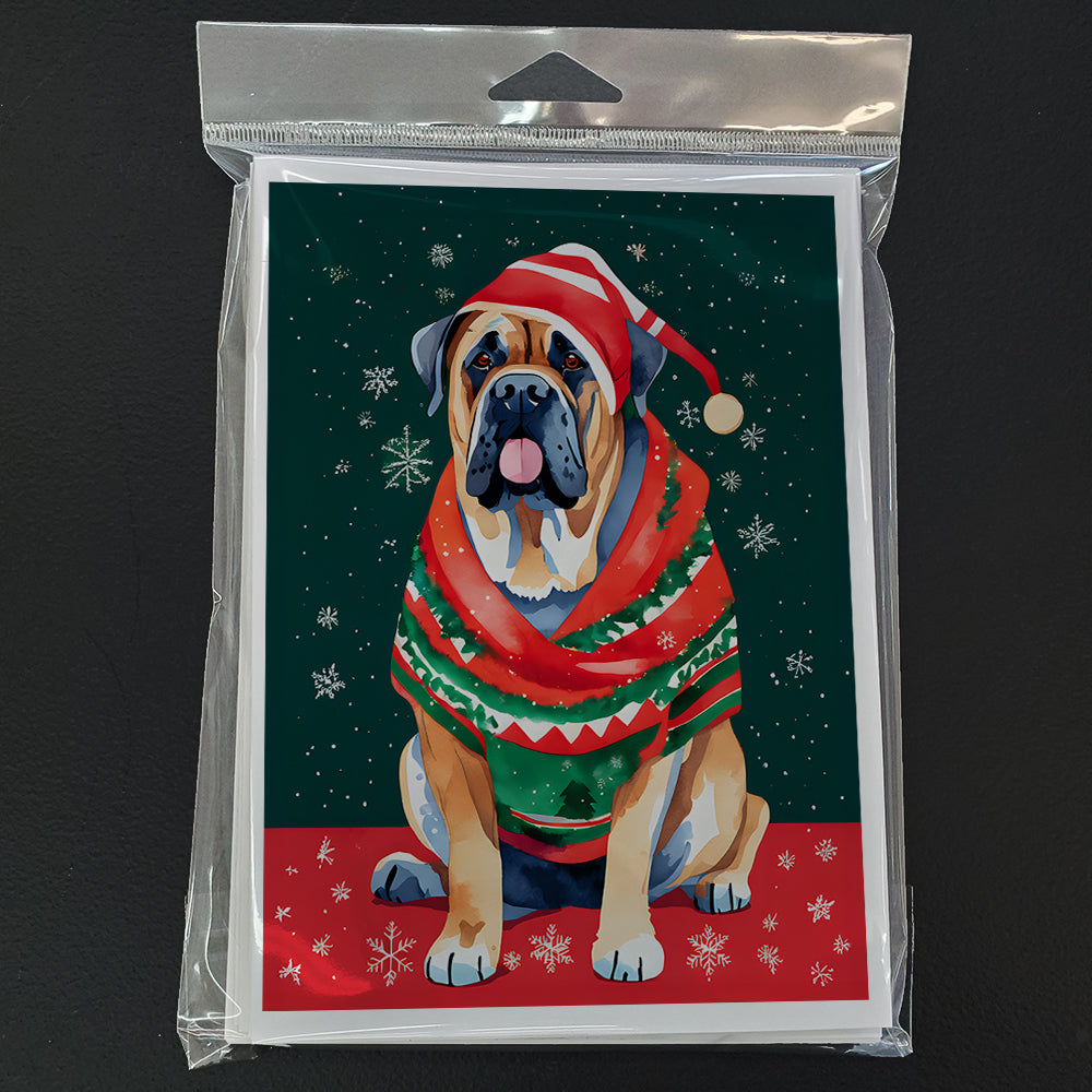 Mastiff Christmas Greeting Cards Pack of 8