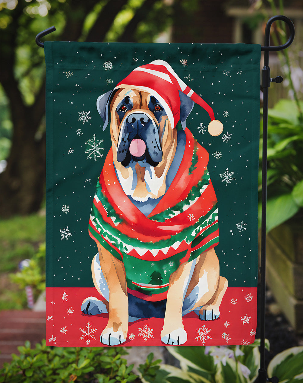 Mastiff Christmas Garden Flag