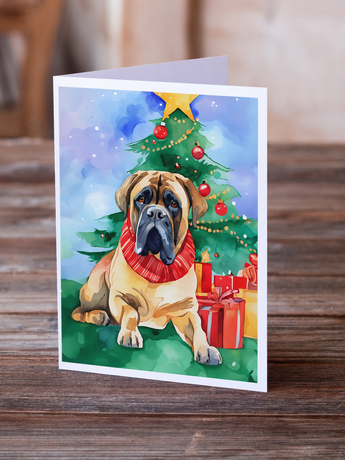 Mastiff Christmas Greeting Cards Pack of 8