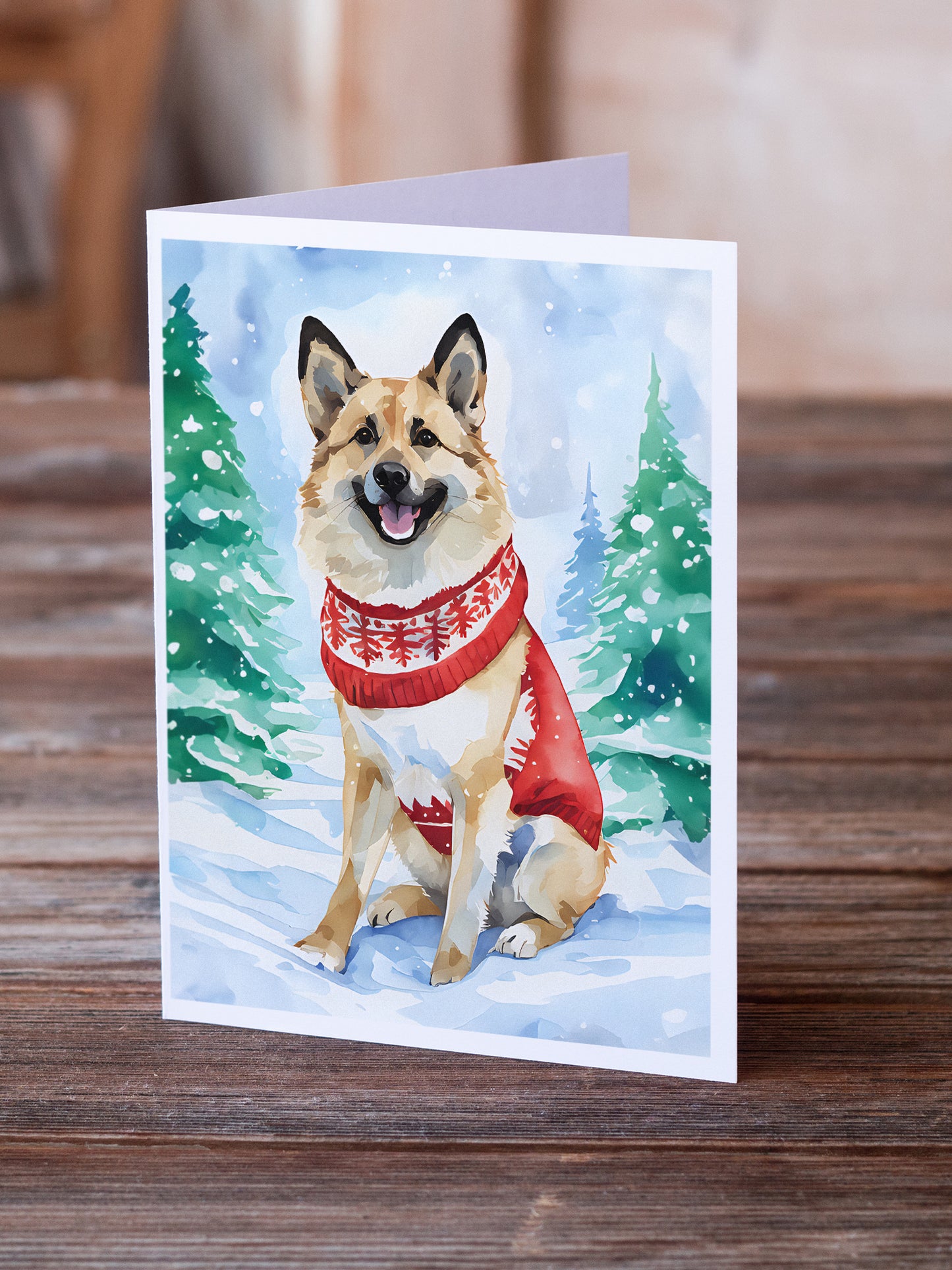 Norwegian Buhund Christmas Greeting Cards Pack of 8