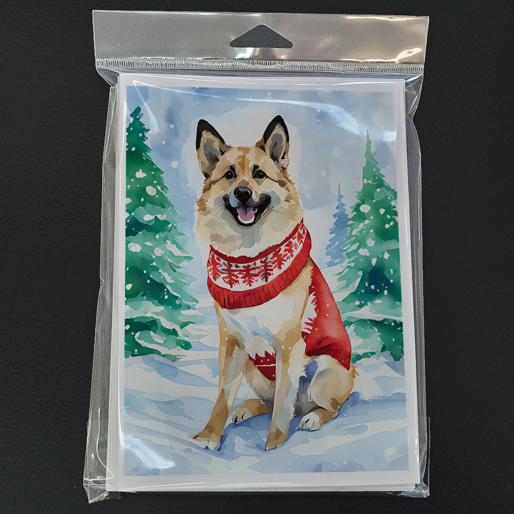 Norwegian Buhund Christmas Greeting Cards Pack of 8