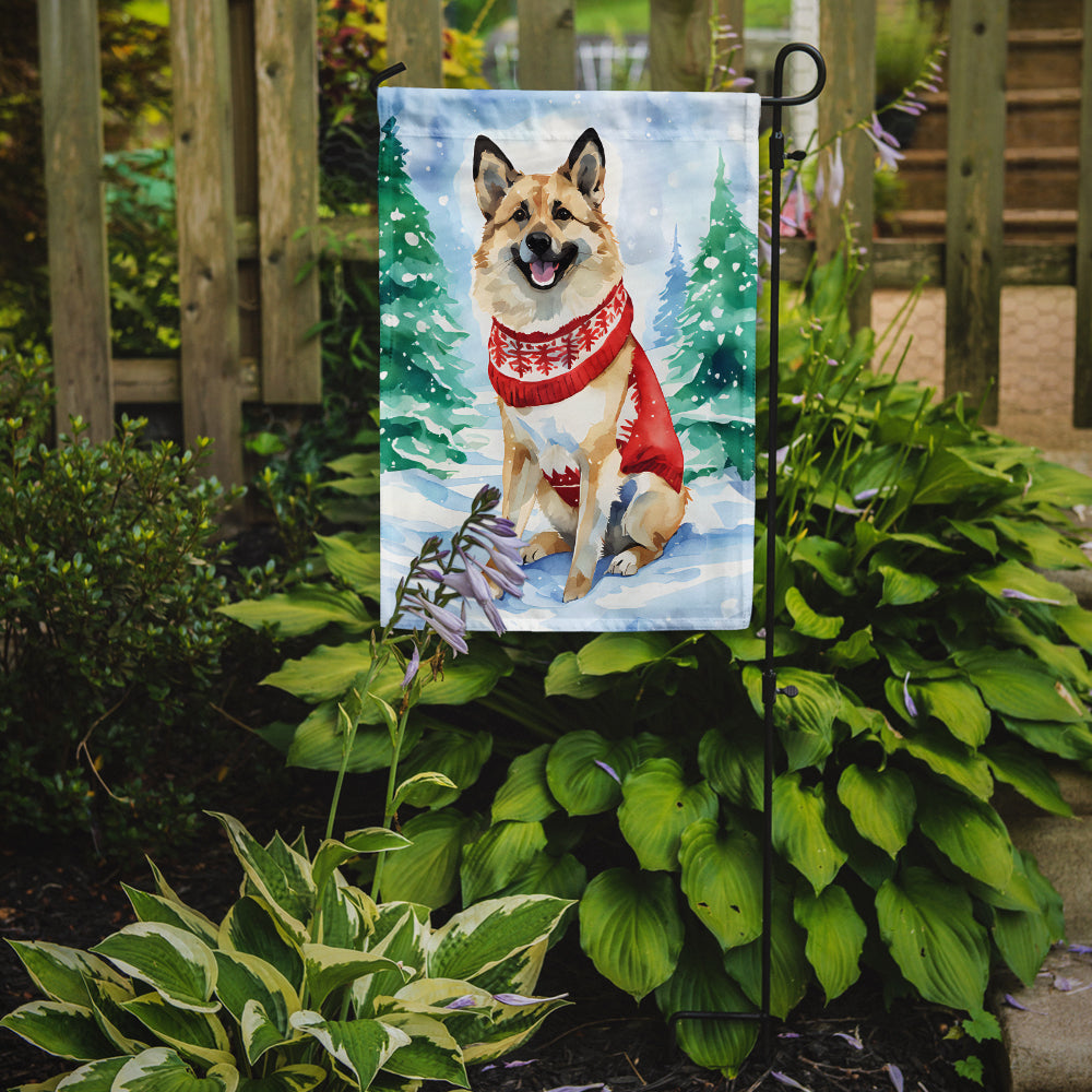 Norwegian Buhund Christmas Garden Flag