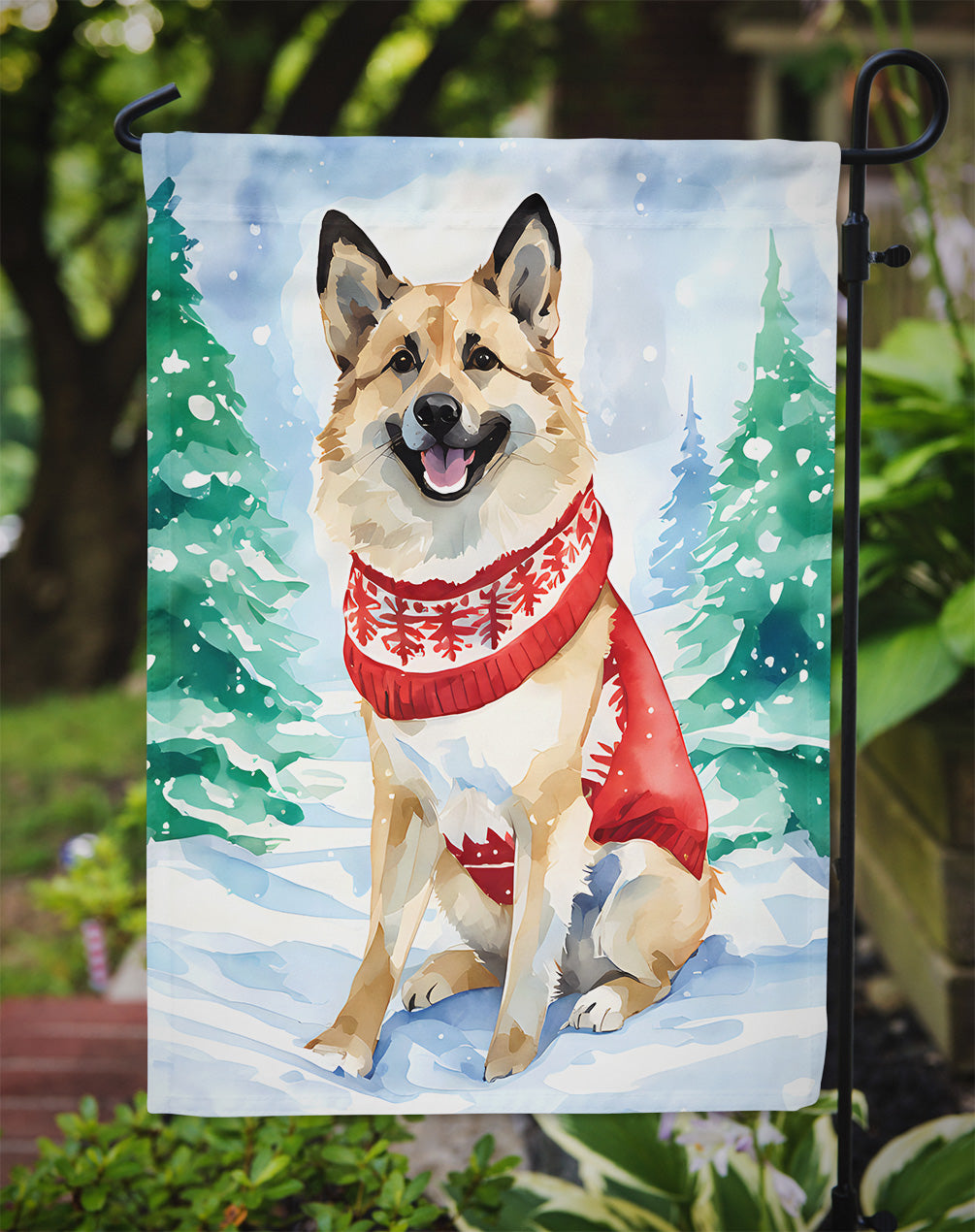 Norwegian Buhund Christmas Garden Flag