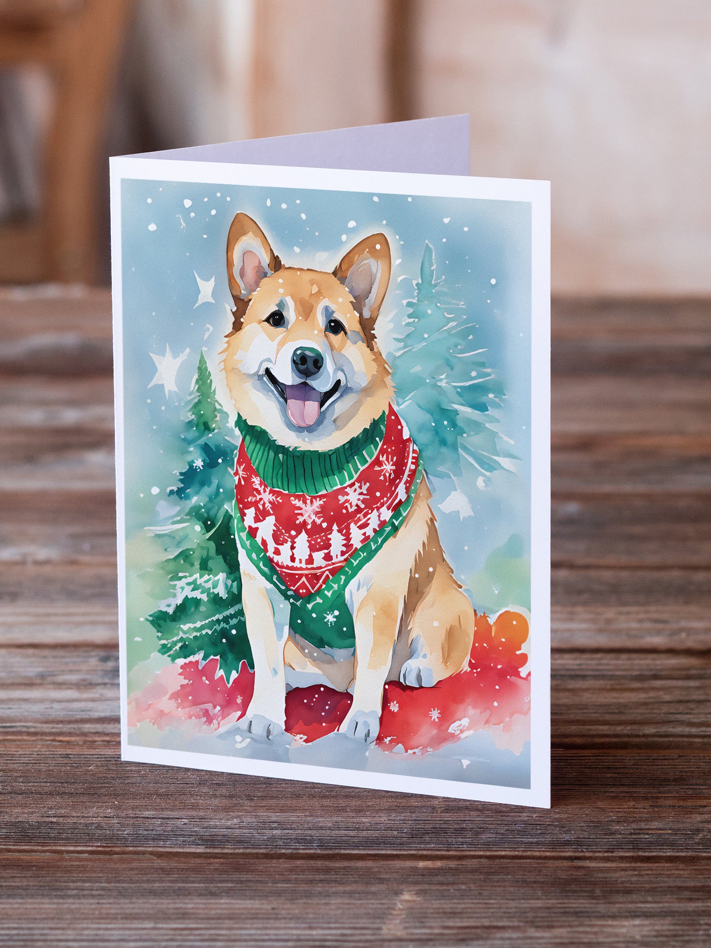 Norwegian Buhund Christmas Greeting Cards Pack of 8