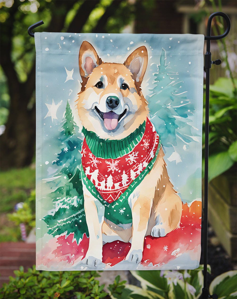 Norwegian Buhund Christmas Garden Flag