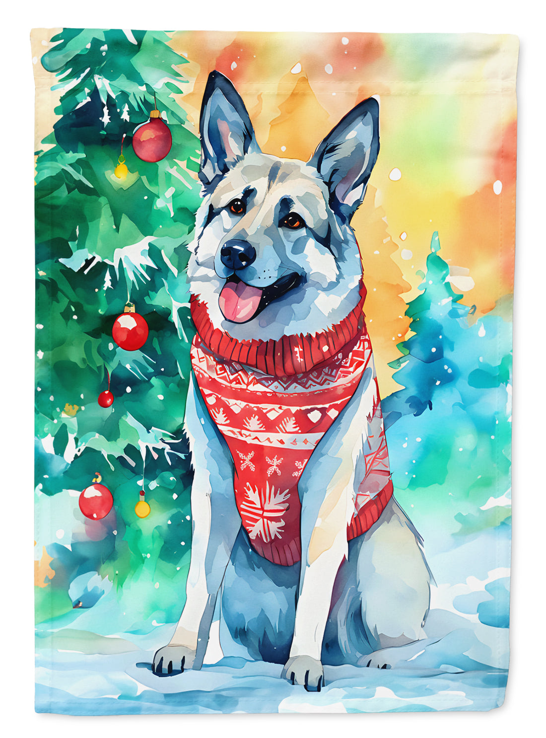 Buy this Norwegian Elkhound Christmas House Flag