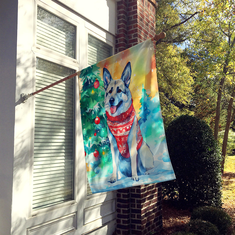 Norwegian Elkhound Christmas House Flag