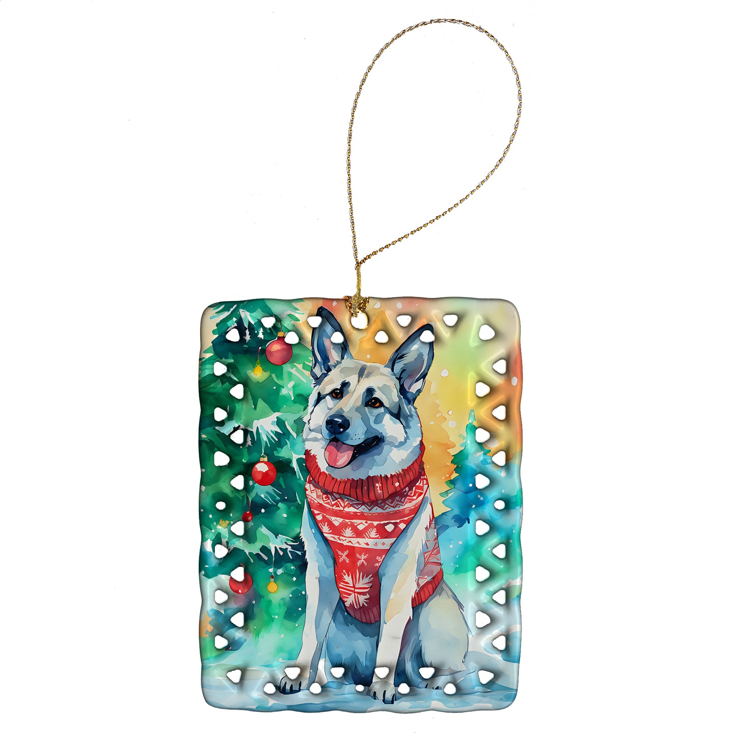 Buy this Norwegian Elkhound Christmas Porcelain Ornament