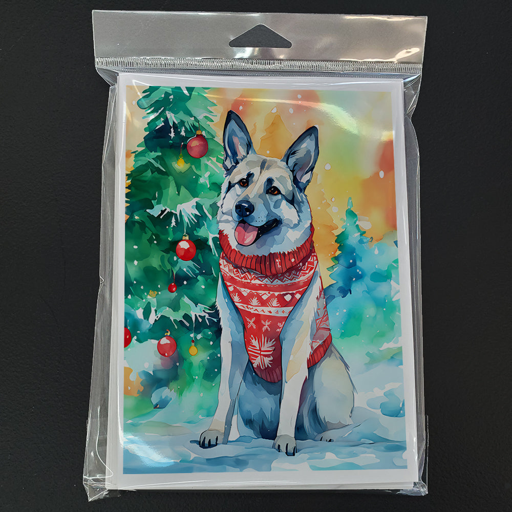 Norwegian Elkhound Christmas Greeting Cards Pack of 8