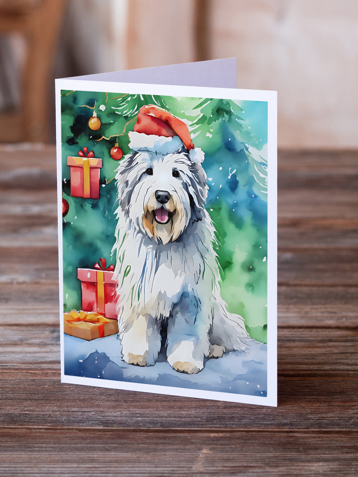 Old English Sheepdog Christmas Greeting Cards Pack of 8