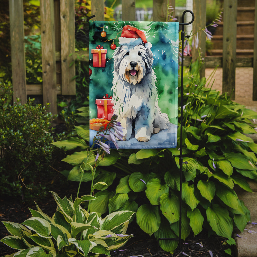 Old English Sheepdog Christmas Garden Flag