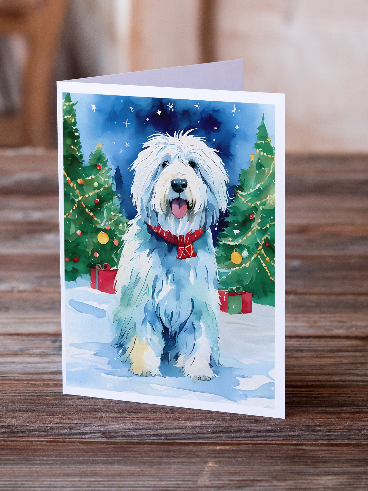 Old English Sheepdog Christmas Greeting Cards Pack of 8