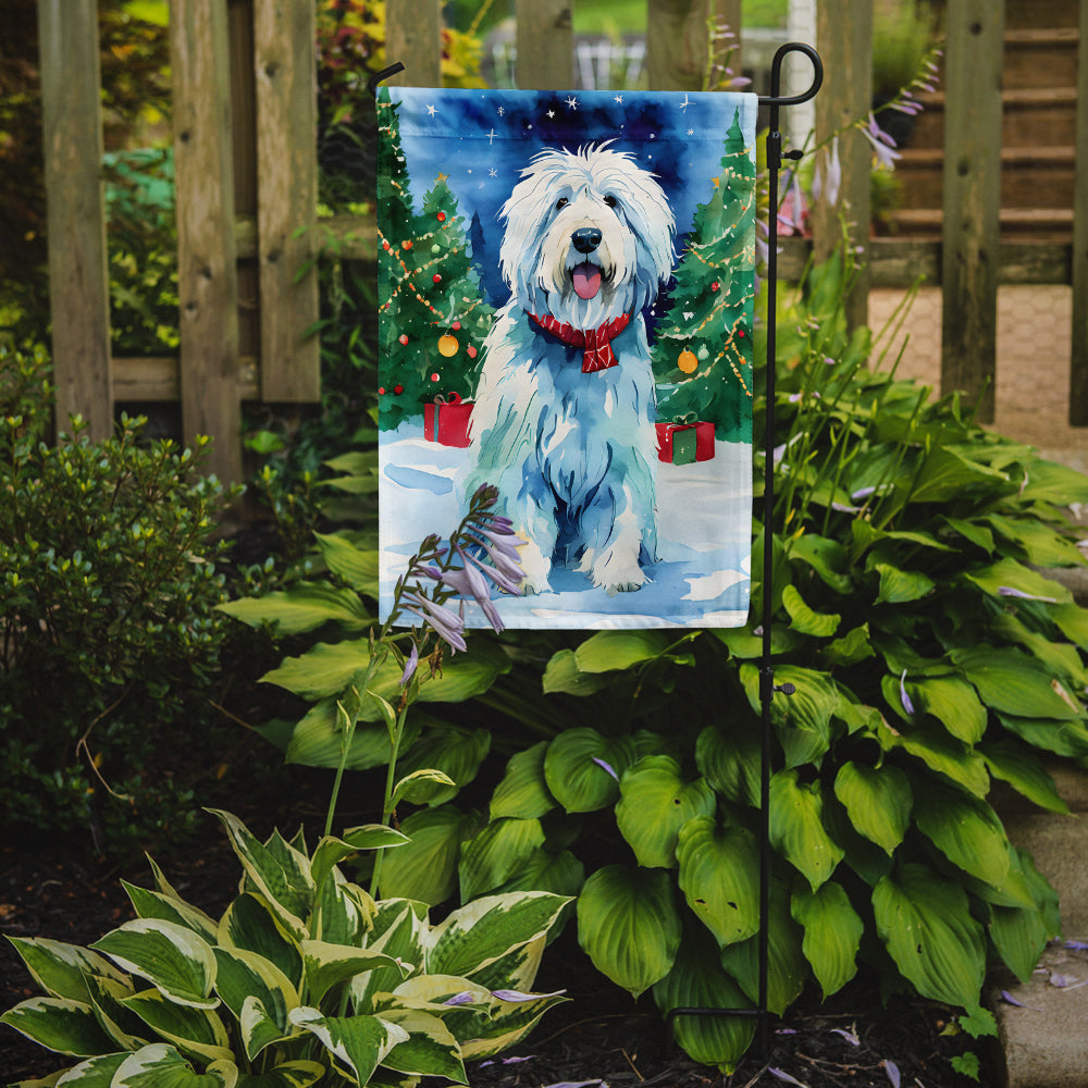 Old English Sheepdog Christmas Garden Flag