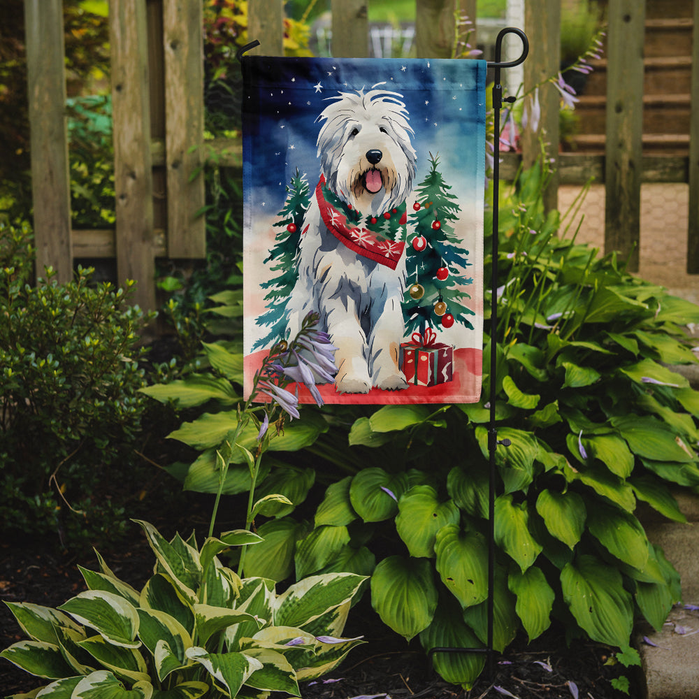 Old English Sheepdog Christmas Garden Flag