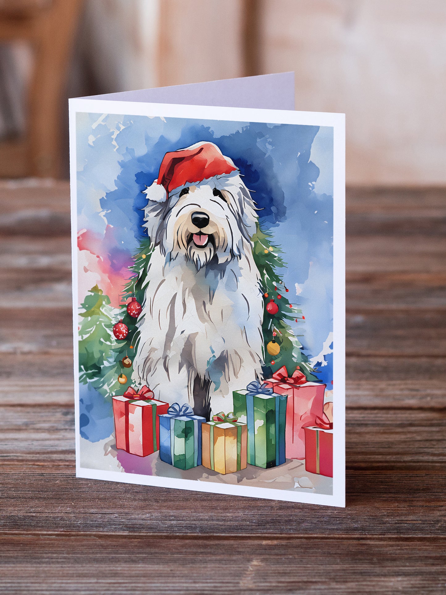 Old English Sheepdog Christmas Greeting Cards Pack of 8