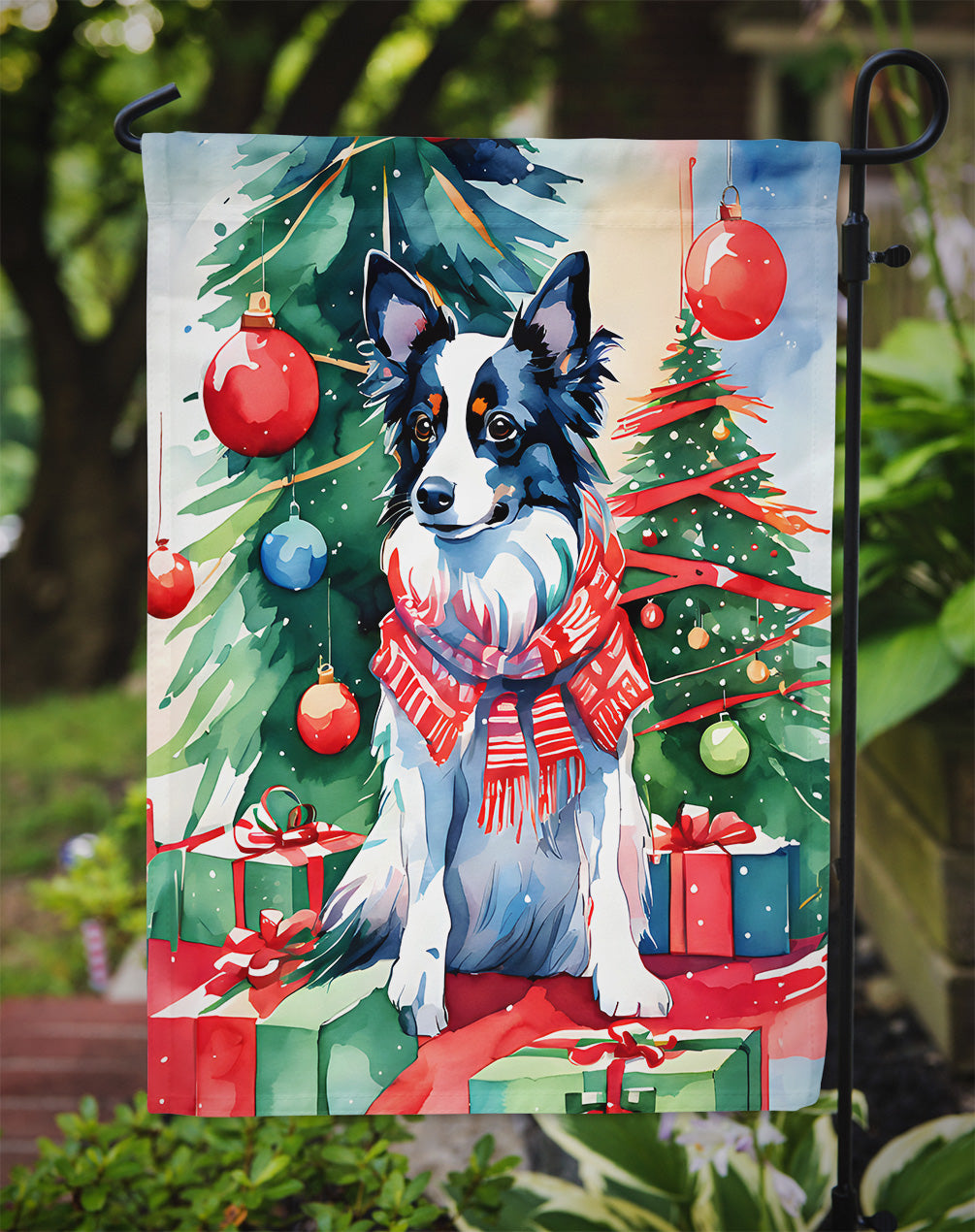 Papillon Christmas Garden Flag