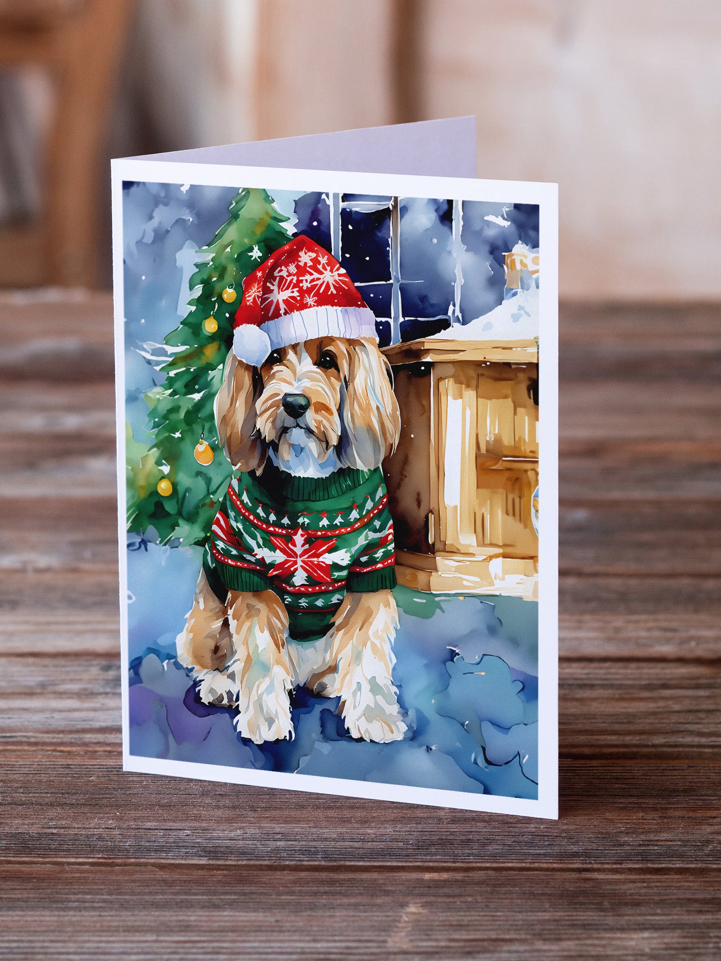 Petit Basset Griffon Vendeen Christmas Greeting Cards Pack of 8