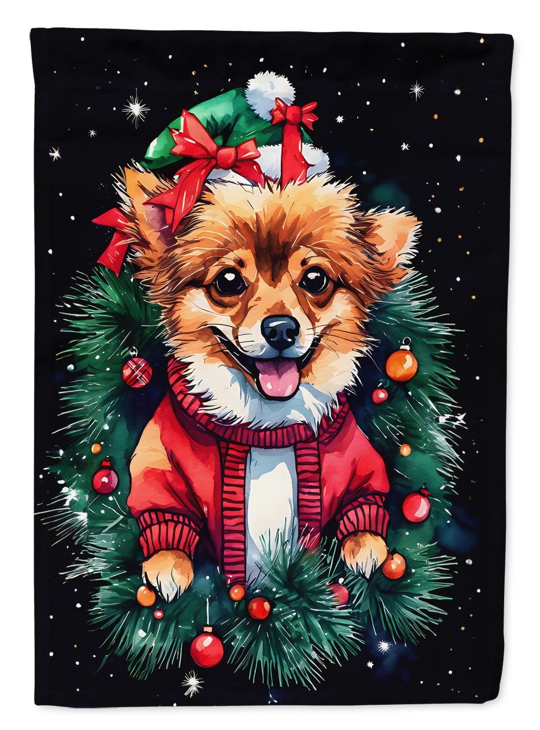 Buy this Pomeranian Christmas House Flag