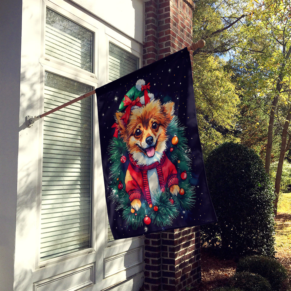 Pomeranian Christmas House Flag