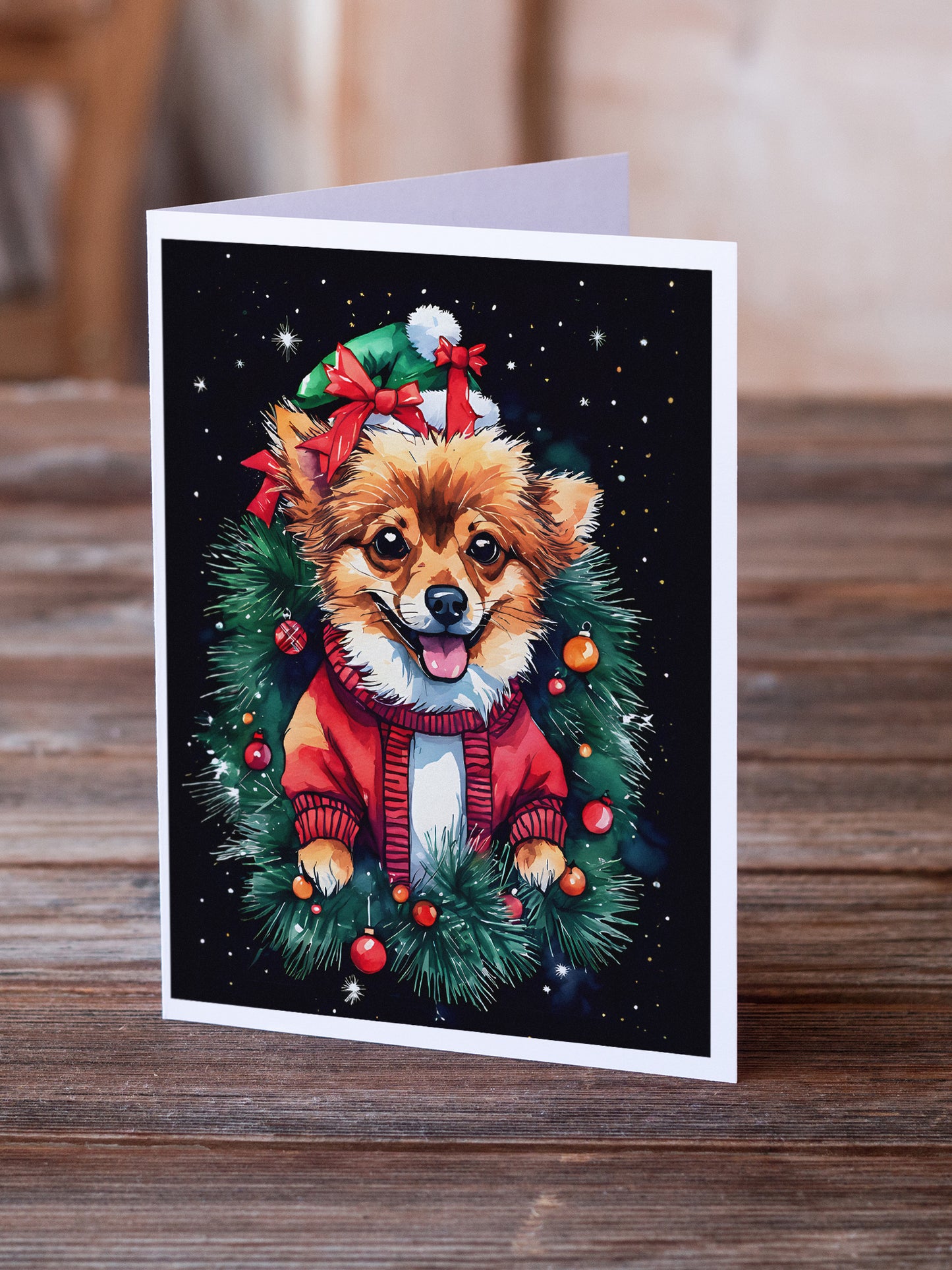 Pomeranian Christmas Greeting Cards Pack of 8