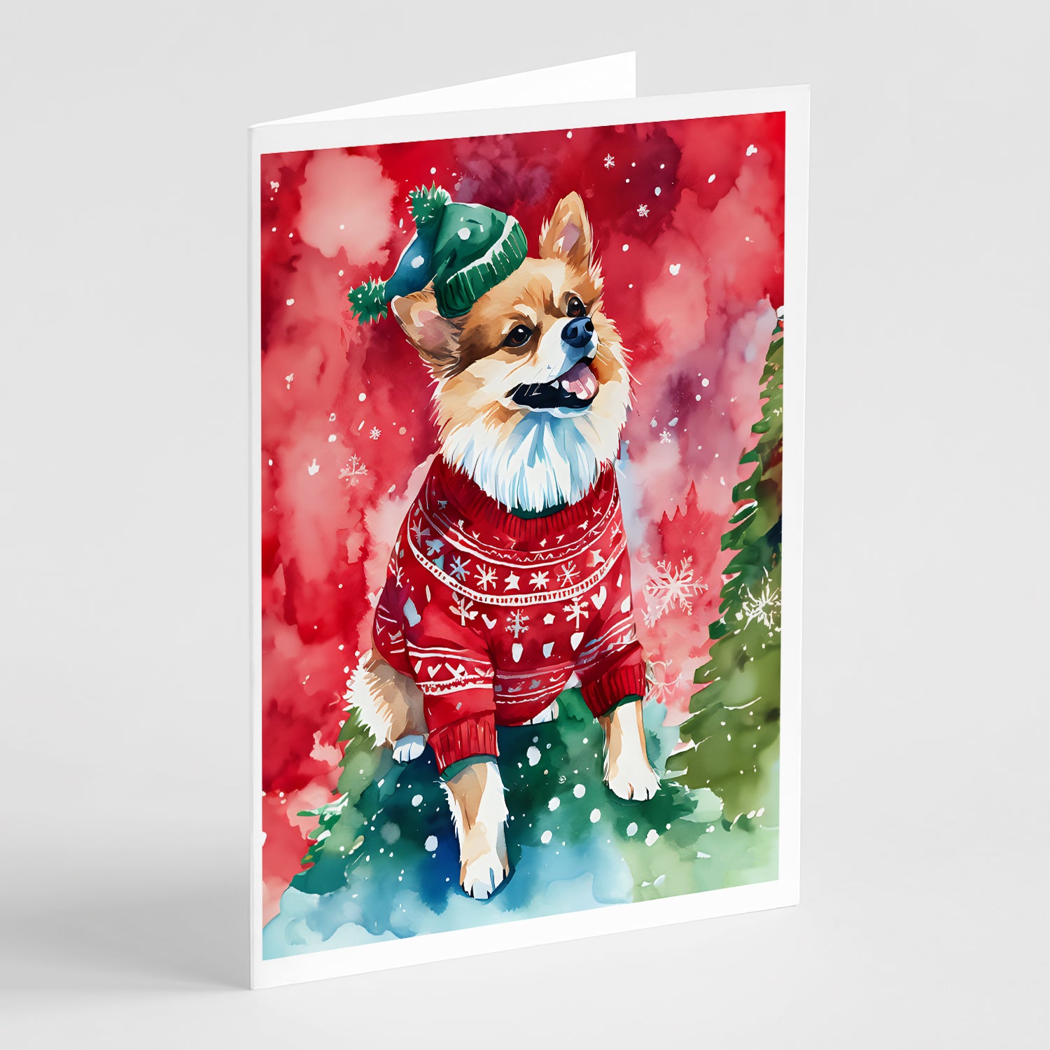 Buy this Pomeranian Christmas Greeting Cards Pack of 8