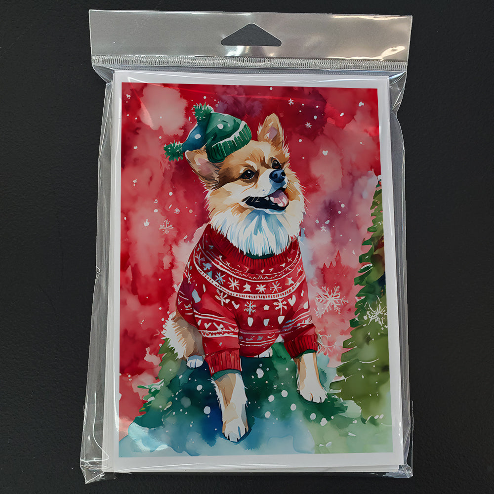 Pomeranian Christmas Greeting Cards Pack of 8