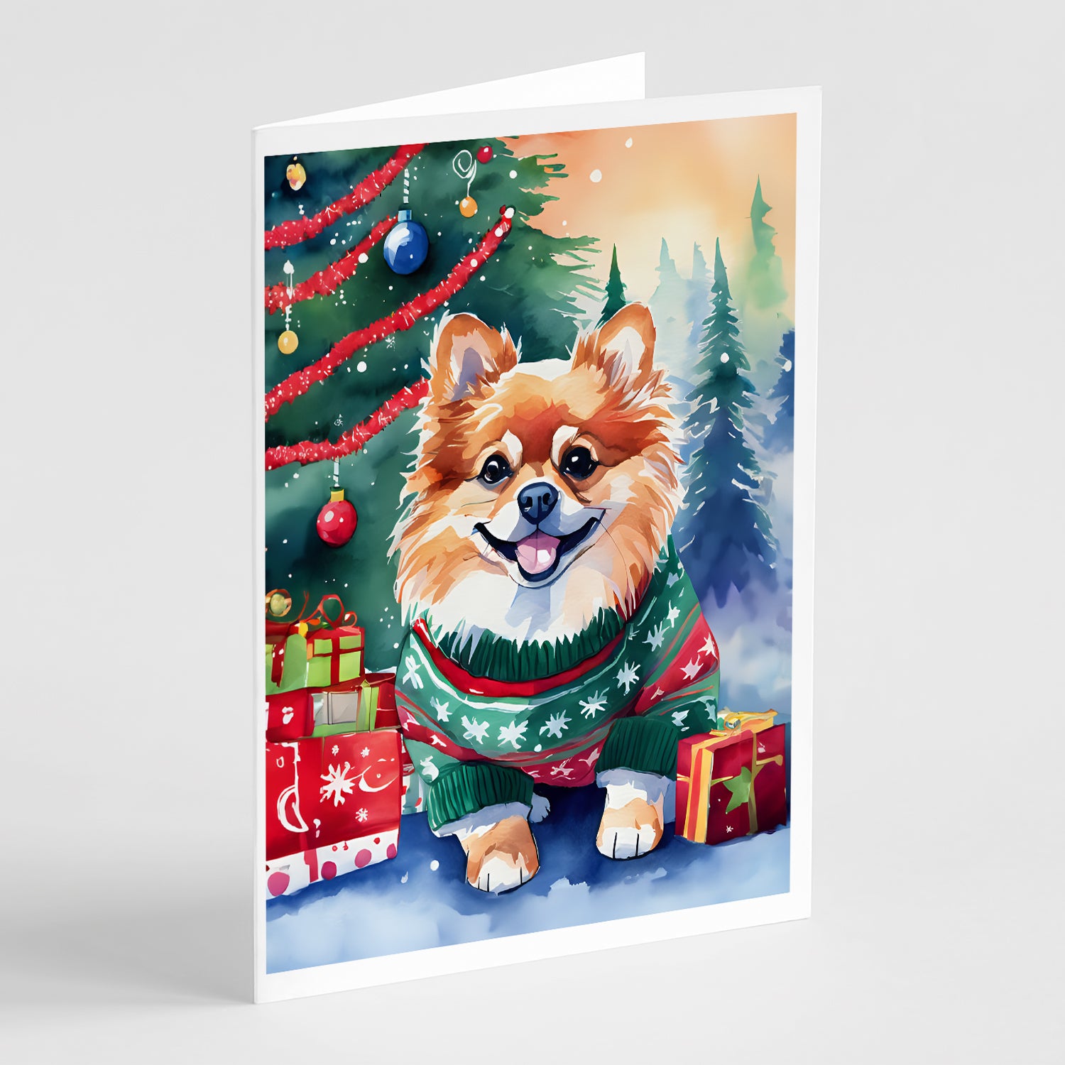 Buy this Pomeranian Christmas Greeting Cards Pack of 8