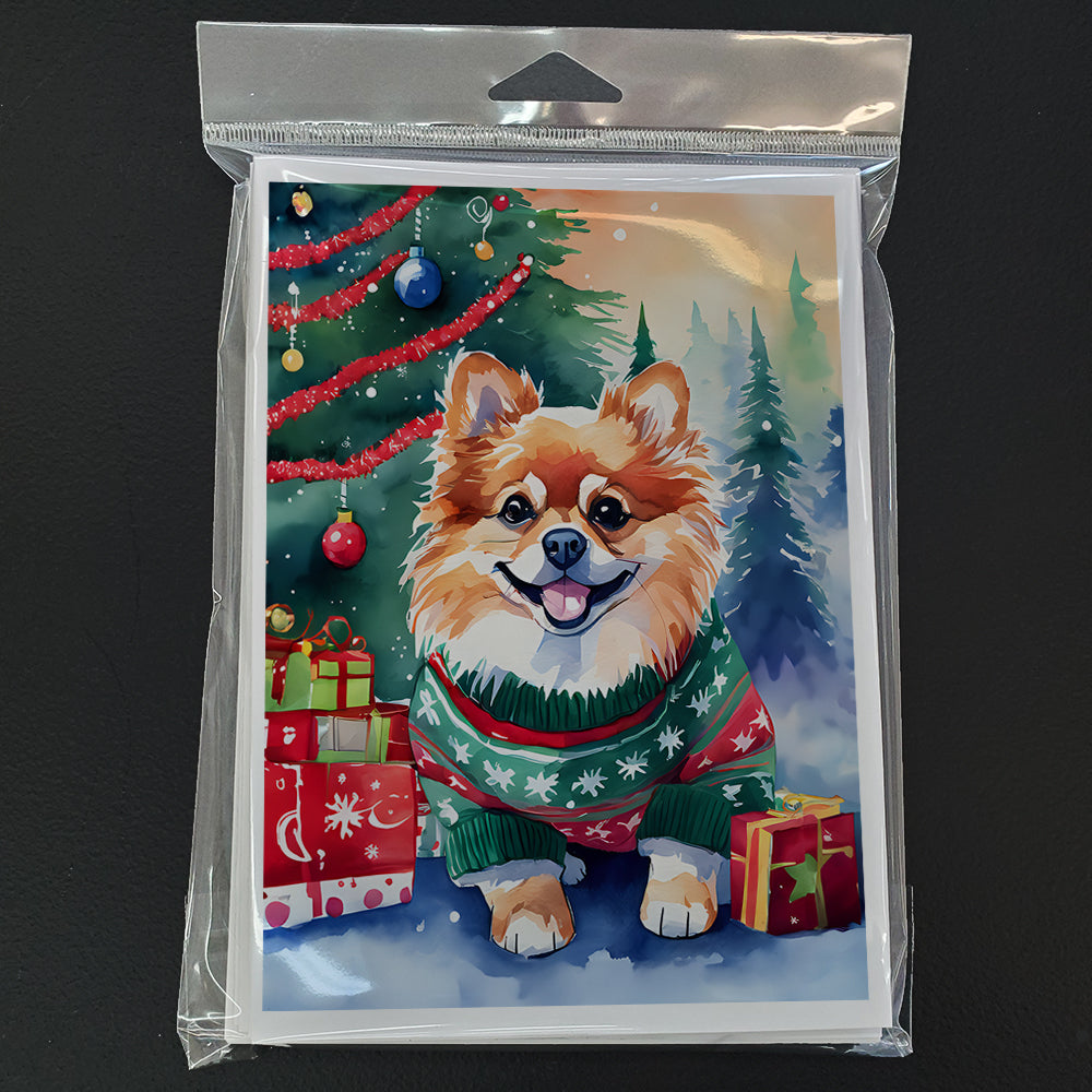 Pomeranian Christmas Greeting Cards Pack of 8