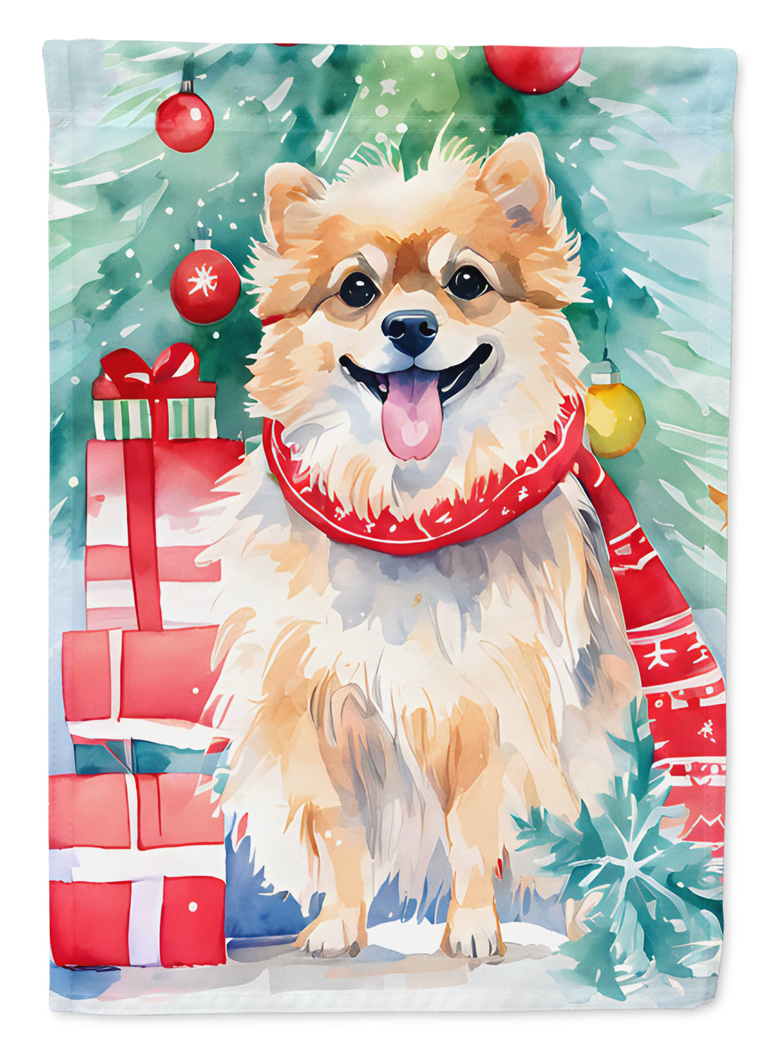 Buy this Pomeranian Christmas House Flag