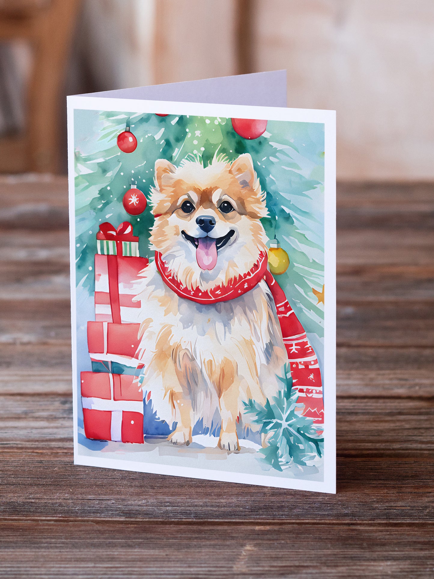 Pomeranian Christmas Greeting Cards Pack of 8