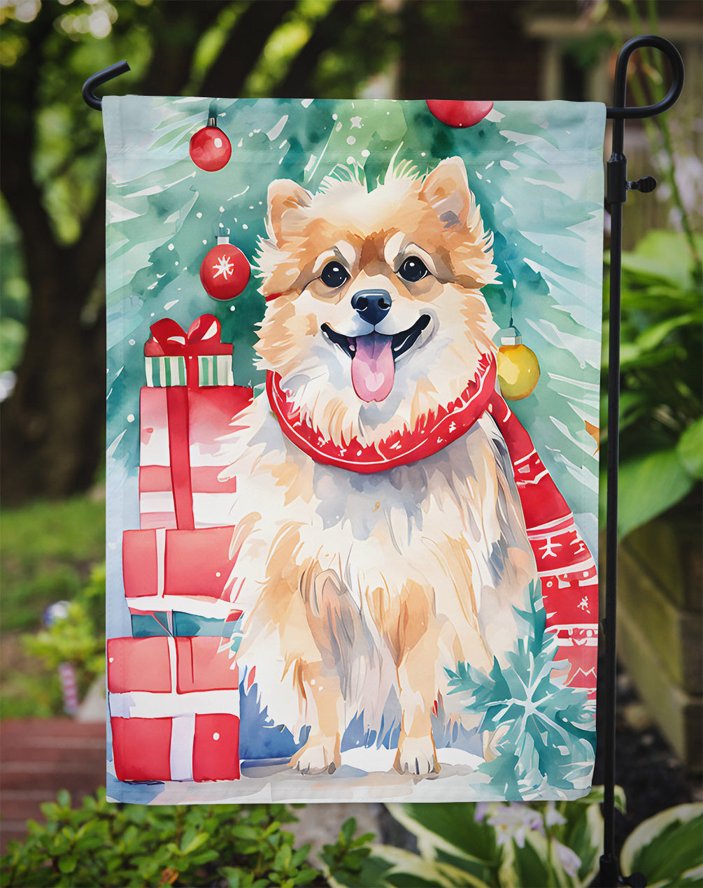 Pomeranian Christmas Garden Flag