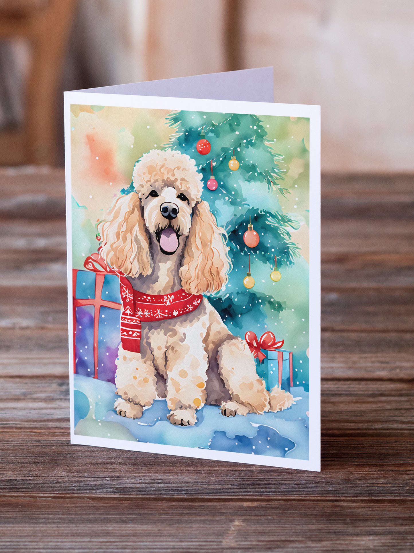 Poodle Christmas Greeting Cards Pack of 8