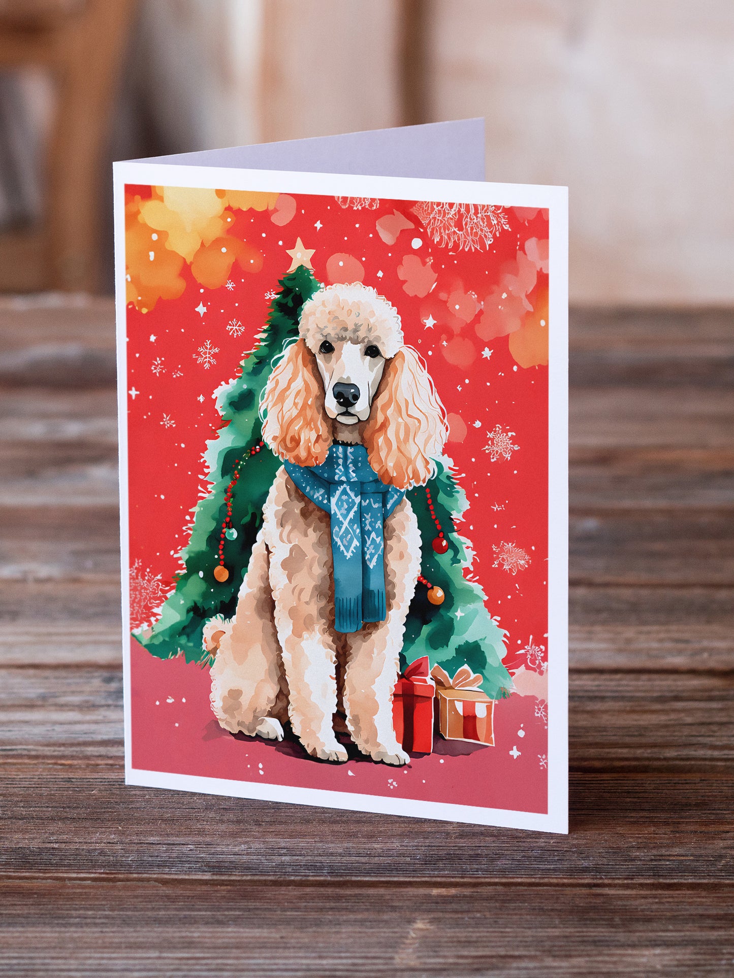 Poodle Christmas Greeting Cards Pack of 8