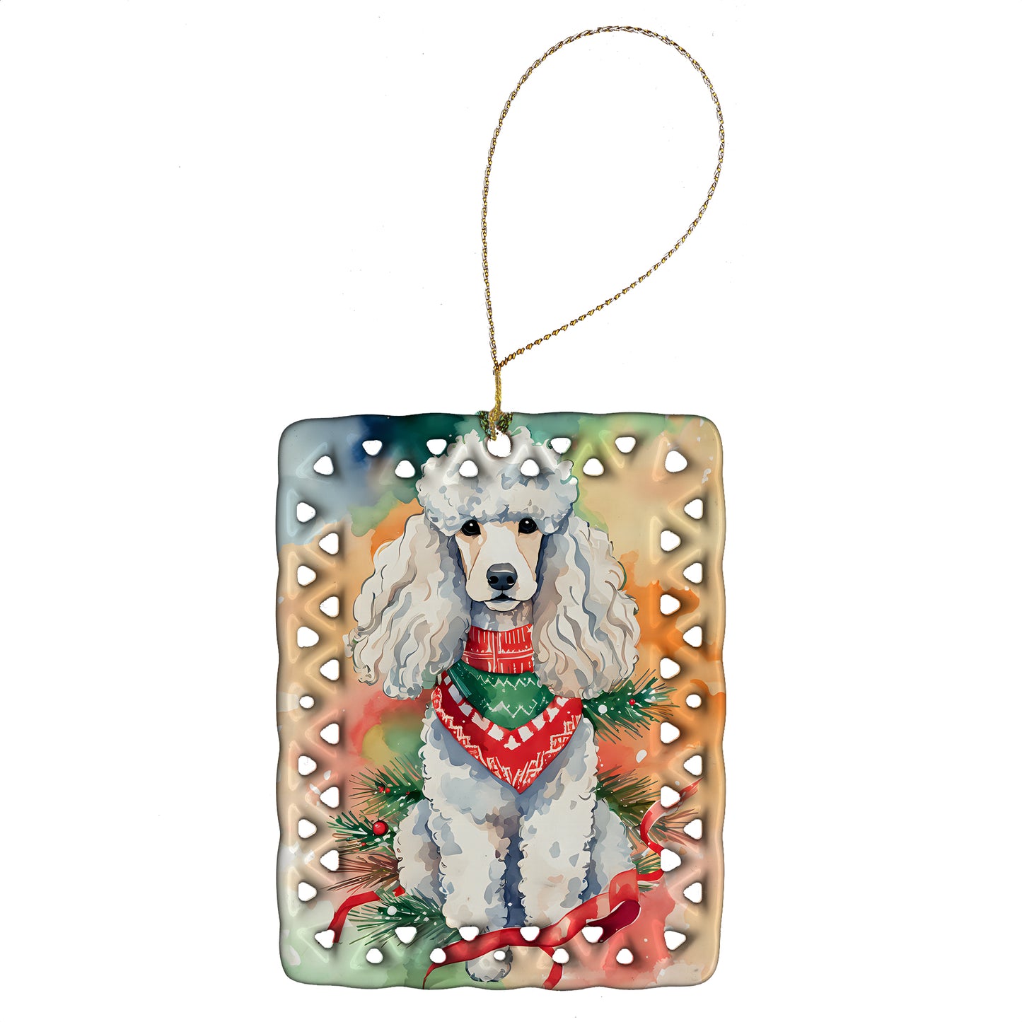 Buy this Poodle Christmas Porcelain Ornament