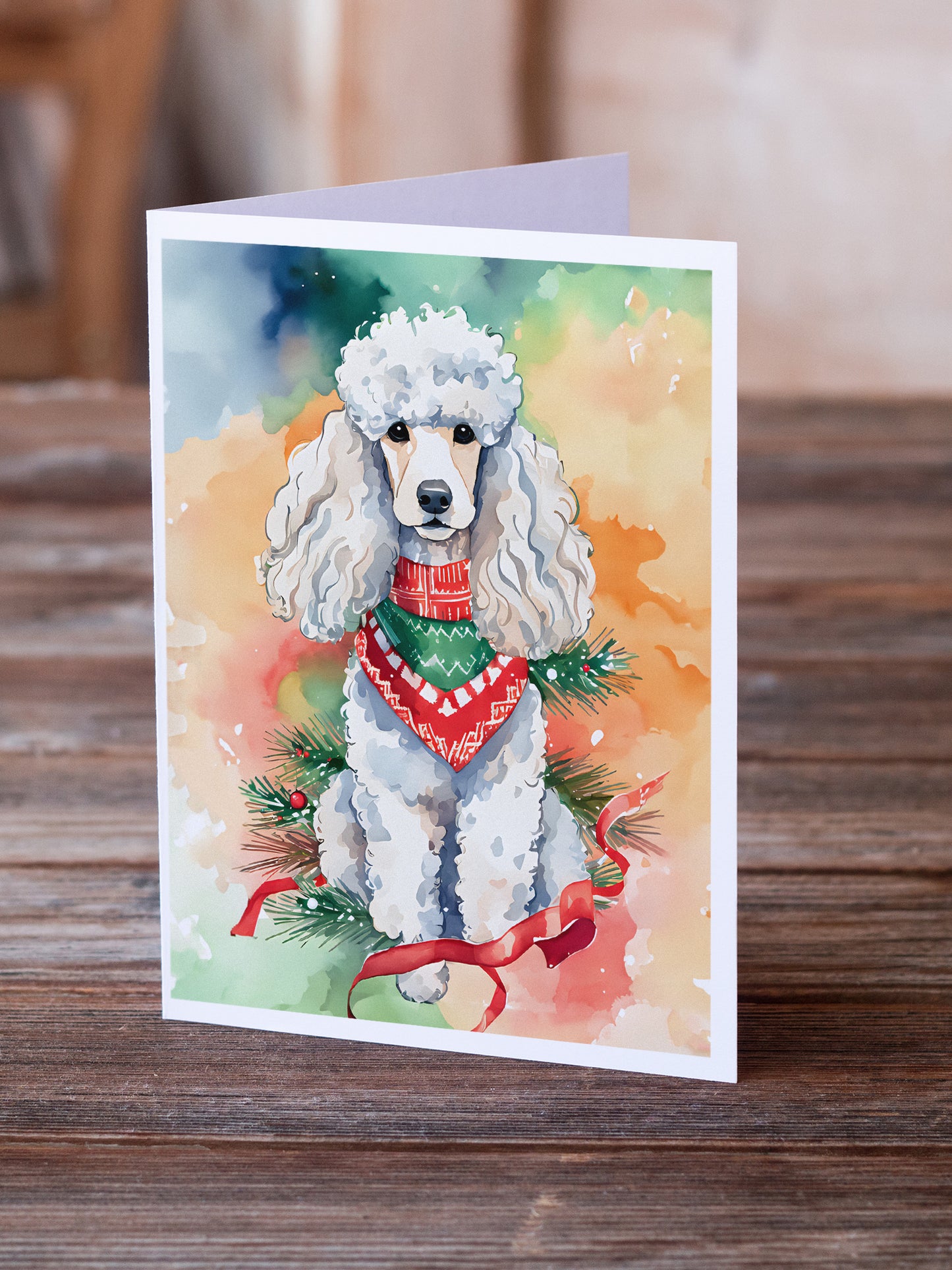 Poodle Christmas Greeting Cards Pack of 8