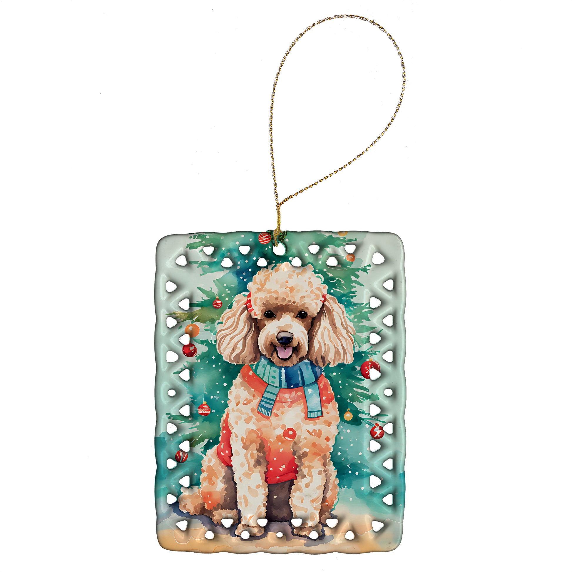 Buy this Poodle Christmas Porcelain Ornament