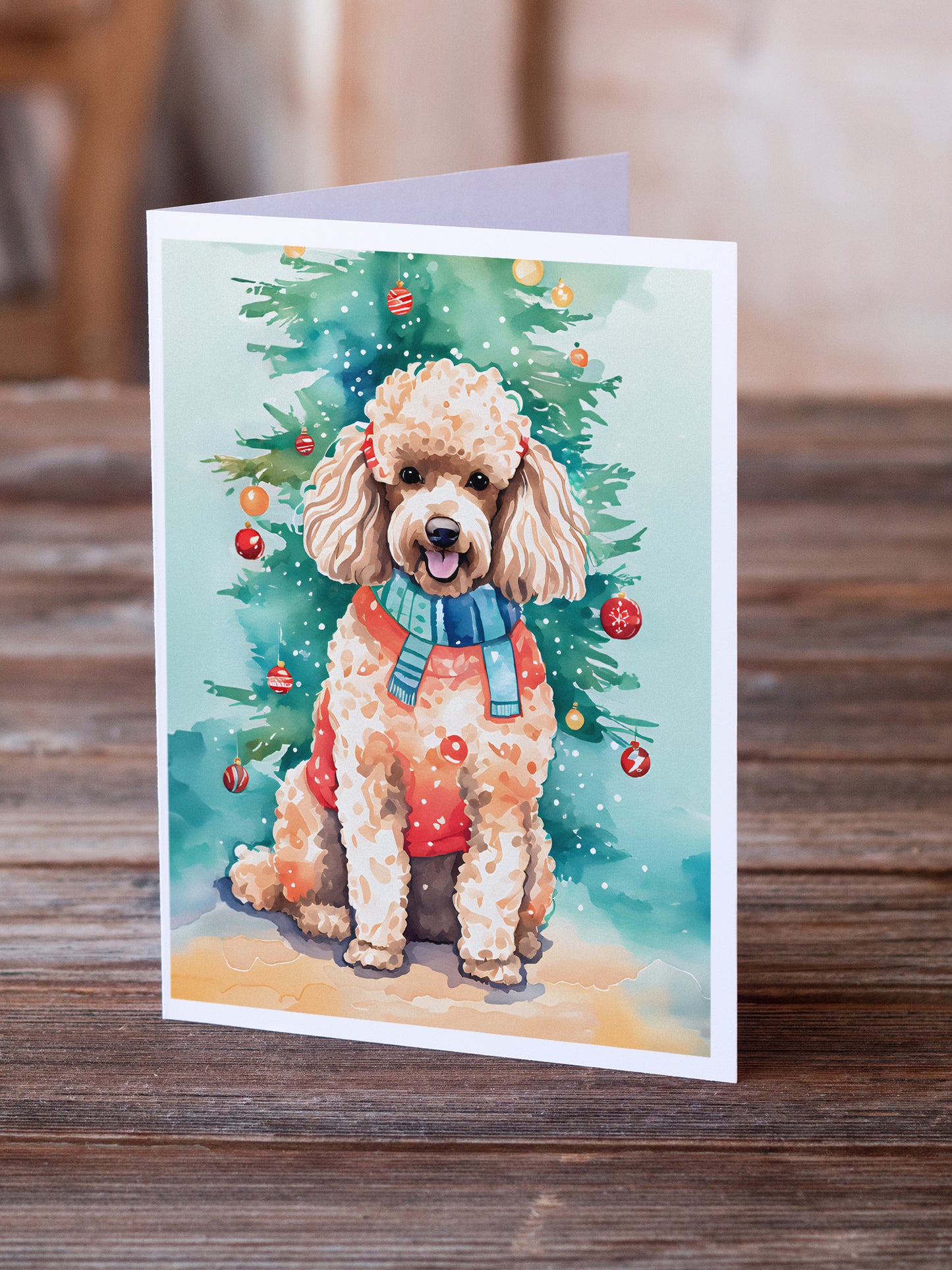 Poodle Christmas Greeting Cards Pack of 8