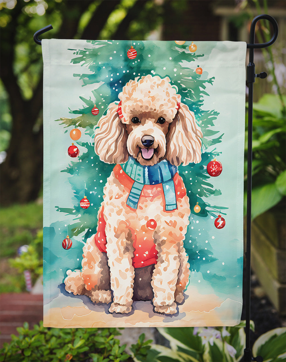 Poodle Christmas Garden Flag