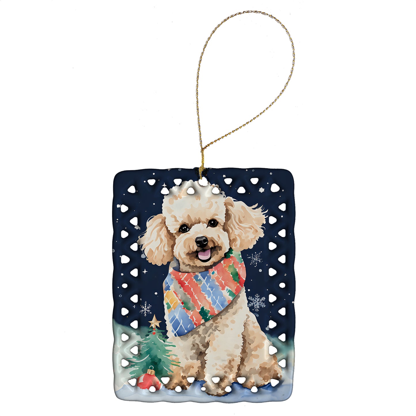 Buy this Poodle Christmas Porcelain Ornament